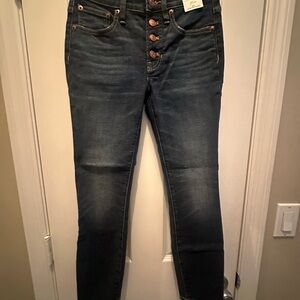 J. Crew Blue Button Fly Toothpick Jeans 24P NWT